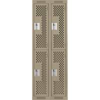 Casiers Clean Line, 2 niveaux, Bloc de 2, 24" x 12" x 72", Acier, Beige, Rivet (assembl&eacute;), Perfor&eacute; Planification Entrepots Molloy
