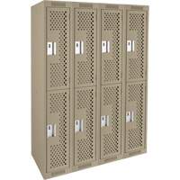 Casiers Clean Line, 2 niveaux, Bloc de 4, 48" x 12" x 72", Acier, Beige, Rivet (assembl&eacute;), Perfor&eacute; Planification Entrepots Molloy