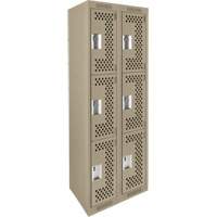 Casiers Clean Line, 3 niveaux, Bloc de 2, 24" x 12" x 72", Acier, Beige, Rivet (assembl&eacute;), Perfor&eacute; Planification Entrepots Molloy