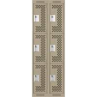 Casiers Clean Line, 3 niveaux, Bloc de 2, 24" x 12" x 72", Acier, Beige, Rivet (assembl&eacute;), Perfor&eacute; Planification Entrepots Molloy