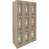 Casiers Clean Line, 3 niveaux, Bloc de 3, 36" x 12" x 72", Acier, Beige, Rivet (assembl&eacute;), Perfor&eacute; Planification Entrepots Molloy