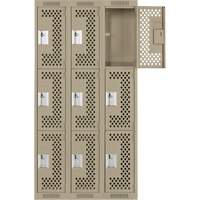 Casiers Clean Line, 3 niveaux, Bloc de 3, 36" x 12" x 72", Acier, Beige, Rivet (assembl&eacute;), Perfor&eacute; Planification Entrepots Molloy