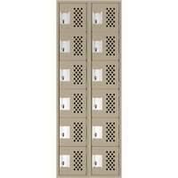 Assembled Lockerettes Clean Line Perforated Economy Lockers, 6 -tier, Bank of 2, 18" x 72" x 12", Steel Planification Entrepots Molloy