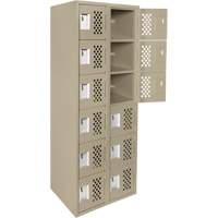 Assembled Lockerettes Clean Line Perforated Economy Lockers, 6 -tier, Bank of 2, 18" x 72" x 12", Steel Planification Entrepots Molloy