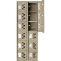 Assembled Lockerettes Clean Line Perforated Economy Lockers, 6 -tier, Bank of 2, 18" x 72" x 12", Steel Planification Entrepots Molloy