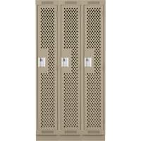 Clean Line Lockers, Bank of 3, 36" x 12" x 76", Steel, Beige, Rivet (Assembled), Perforated Planification Entrepots Molloy