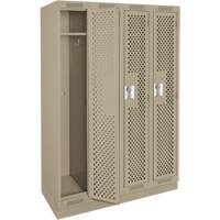 Clean Line Lockers, Bank of 4, 48" x 12" x 76", Steel, Beige, Rivet (Assembled), Perforated Planification Entrepots Molloy