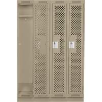 Clean Line Lockers, Bank of 4, 48" x 12" x 76", Steel, Beige, Rivet (Assembled), Perforated Planification Entrepots Molloy