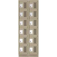Assembled Lockerettes Clean Line Perforated Economy Lockers, 6 -tier, Bank of 2, 18" x 72" x 12", Steel Planification Entrepots Molloy