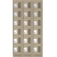 Assembled Lockerettes Clean Line Perforated Economy Lockers, 6 -tier, Bank of 3, 18" x 72" x 12", Steel Planification Entrepots Molloy