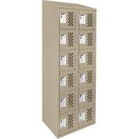 Assembled Lockerettes Clean Line Perforated Economy Lockers, 6 -tier, Bank of 2, 18" x 72" x 12", Steel Planification Entrepots Molloy