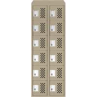 Assembled Lockerettes Clean Line Perforated Economy Lockers, 6 -tier, Bank of 2, 18" x 72" x 12", Steel Planification Entrepots Molloy