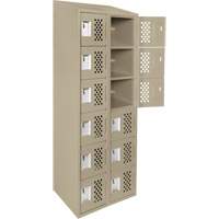 Assembled Lockerettes Clean Line Perforated Economy Lockers, 6 -tier, Bank of 2, 18" x 72" x 12", Steel Planification Entrepots Molloy
