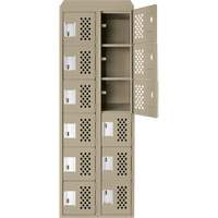Assembled Lockerettes Clean Line Perforated Economy Lockers, 6 -tier, Bank of 2, 18" x 72" x 12", Steel Planification Entrepots Molloy