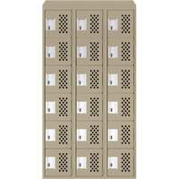 Assembled Lockerettes Clean Line Perforated Economy Lockers, 6 -tier, Bank of 3, 18" x 72" x 12", Steel Planification Entrepots Molloy