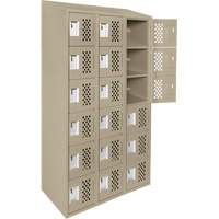 Assembled Lockerettes Clean Line Perforated Economy Lockers, 6 -tier, Bank of 3, 18" x 72" x 12", Steel Planification Entrepots Molloy