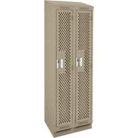 Clean Line Lockers, Bank of 2, 24" x 18" x 82", Steel, Beige, Rivet (Assembled), Perforated Planification Entrepots Molloy
