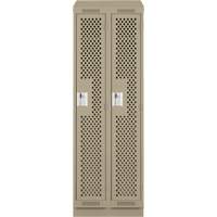 Clean Line Lockers, Bank of 2, 24" x 18" x 82", Steel, Beige, Rivet (Assembled), Perforated Planification Entrepots Molloy