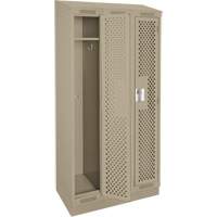Clean Line Lockers, Bank of 3, 36" x 18" x 82", Steel, Beige, Rivet (Assembled), Perforated Planification Entrepots Molloy