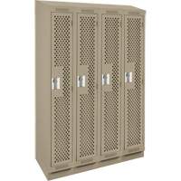 Clean Line Lockers, Bank of 4, 48" x 18" x 82", Steel, Beige, Rivet (Assembled), Perforated Planification Entrepots Molloy