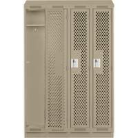 Clean Line Lockers, Bank of 4, 48" x 18" x 82", Steel, Beige, Rivet (Assembled), Perforated Planification Entrepots Molloy