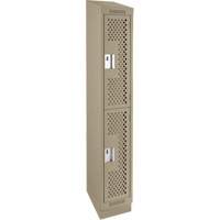 Clean Line Lockers, 2 -tier, 12" x 15" x 82", Steel, Beige, Rivet (Assembled), Perforated Planification Entrepots Molloy