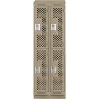 Clean Line Lockers, 2 -tier, Bank of 2, 24" x 12" x 82", Steel, Beige, Rivet (Assembled), Perforated Planification Entrepots Molloy