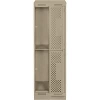 Clean Line Lockers, 2 -tier, Bank of 2, 24" x 12" x 82", Steel, Beige, Rivet (Assembled), Perforated Planification Entrepots Molloy