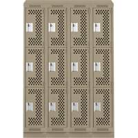 Casiers Clean Line, 3 niveaux, Bloc de 4, 48" x 15" x 82", Acier, Beige, Rivet (assembl&eacute;), Perfor&eacute; Planification Entrepots Molloy