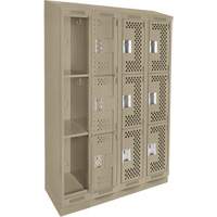 Casiers Clean Line, 3 niveaux, Bloc de 4, 48" x 15" x 82", Acier, Beige, Rivet (assembl&eacute;), Perfor&eacute; Planification Entrepots Molloy