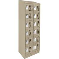 Assembled Lockerettes Clean Line Perforated Economy Lockers, 6 -tier, Bank of 2, 18" x 72" x 12", Steel Planification Entrepots Molloy