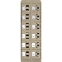 Assembled Lockerettes Clean Line Perforated Economy Lockers, 6 -tier, Bank of 2, 18" x 72" x 12", Steel Planification Entrepots Molloy
