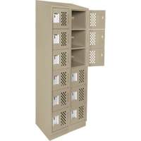 Assembled Lockerettes Clean Line Perforated Economy Lockers, 6 -tier, Bank of 2, 18" x 72" x 12", Steel Planification Entrepots Molloy