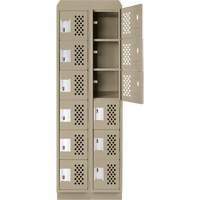 Assembled Lockerettes Clean Line Perforated Economy Lockers, 6 -tier, Bank of 2, 18" x 72" x 12", Steel Planification Entrepots Molloy