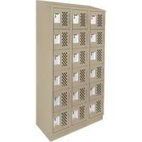 Assembled Lockerettes Clean Line Perforated Economy Lockers, 6 -tier, Bank of 3, 18" x 72" x 12", Steel Planification Entrepots Molloy