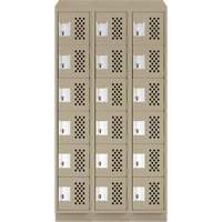 Assembled Lockerettes Clean Line Perforated Economy Lockers, 6 -tier, Bank of 3, 18" x 72" x 12", Steel Planification Entrepots Molloy