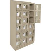 Assembled Lockerettes Clean Line Perforated Economy Lockers, 6 -tier, Bank of 3, 18" x 72" x 12", Steel Planification Entrepots Molloy