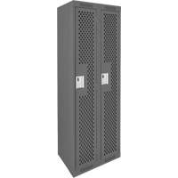 Clean Line Lockers, Bank of 2, 24" x 15" x 72", Steel, Charcoal, Rivet (Assembled), Perforated Planification Entrepots Molloy
