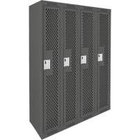 Clean Line Lockers, Bank of 4, 48" x 15" x 72", Steel, Charcoal, Rivet (Assembled), Perforated Planification Entrepots Molloy