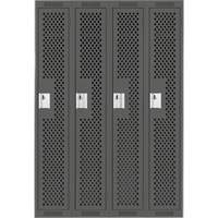 Clean Line Lockers, Bank of 4, 48" x 15" x 72", Steel, Charcoal, Rivet (Assembled), Perforated Planification Entrepots Molloy