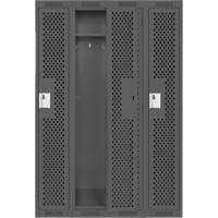 Clean Line Lockers, Bank of 4, 48" x 15" x 72", Steel, Charcoal, Rivet (Assembled), Perforated Planification Entrepots Molloy