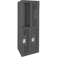 Casiers Clean Line, 2 niveaux, Bloc de 2, 24" x 12" x 72", Acier, Charbon, Rivet (assembl&eacute;), Perfor&eacute; Planification Entrepots Molloy