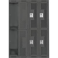 Casiers Clean Line, 2 niveaux, Bloc de 4, 48" x 12" x 72", Acier, Charbon, Rivet (assembl&eacute;), Perfor&eacute; Planification Entrepots Molloy