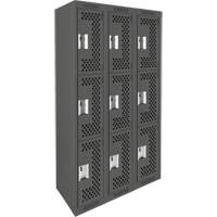 Casiers Clean Line, 3 niveaux, Bloc de 3, 36" x 12" x 72", Acier, Charbon, Rivet (assembl&eacute;), Perfor&eacute; Planification Entrepots Molloy