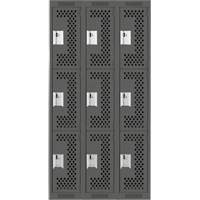 Casiers Clean Line, 3 niveaux, Bloc de 3, 36" x 12" x 72", Acier, Charbon, Rivet (assembl&eacute;), Perfor&eacute; Planification Entrepots Molloy