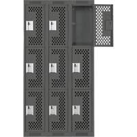 Casiers Clean Line, 3 niveaux, Bloc de 3, 36" x 12" x 72", Acier, Charbon, Rivet (assembl&eacute;), Perfor&eacute; Planification Entrepots Molloy