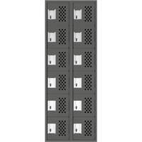Assembled Lockerettes Clean Line Perforated Economy Lockers, 6 -tier, Bank of 2, 18" x 72" x 12", Steel Planification Entrepots Molloy