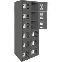 Assembled Lockerettes Clean Line Perforated Economy Lockers, 6 -tier, Bank of 2, 18" x 72" x 12", Steel Planification Entrepots Molloy