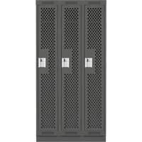 Clean Line Lockers, Bank of 3, 36" x 18" x 76", Steel, Charcoal, Rivet (Assembled), Perforated Planification Entrepots Molloy