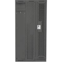 Clean Line Lockers, Bank of 3, 36" x 18" x 76", Steel, Charcoal, Rivet (Assembled), Perforated Planification Entrepots Molloy